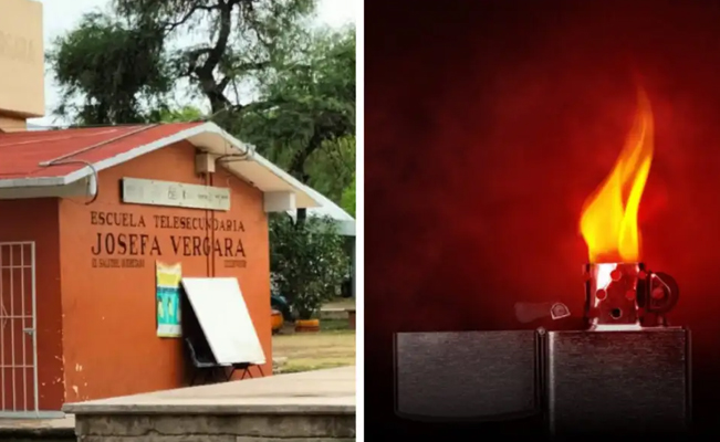 Alumnos de primaria rocían alcohol a un compañerito y le prenden fuego